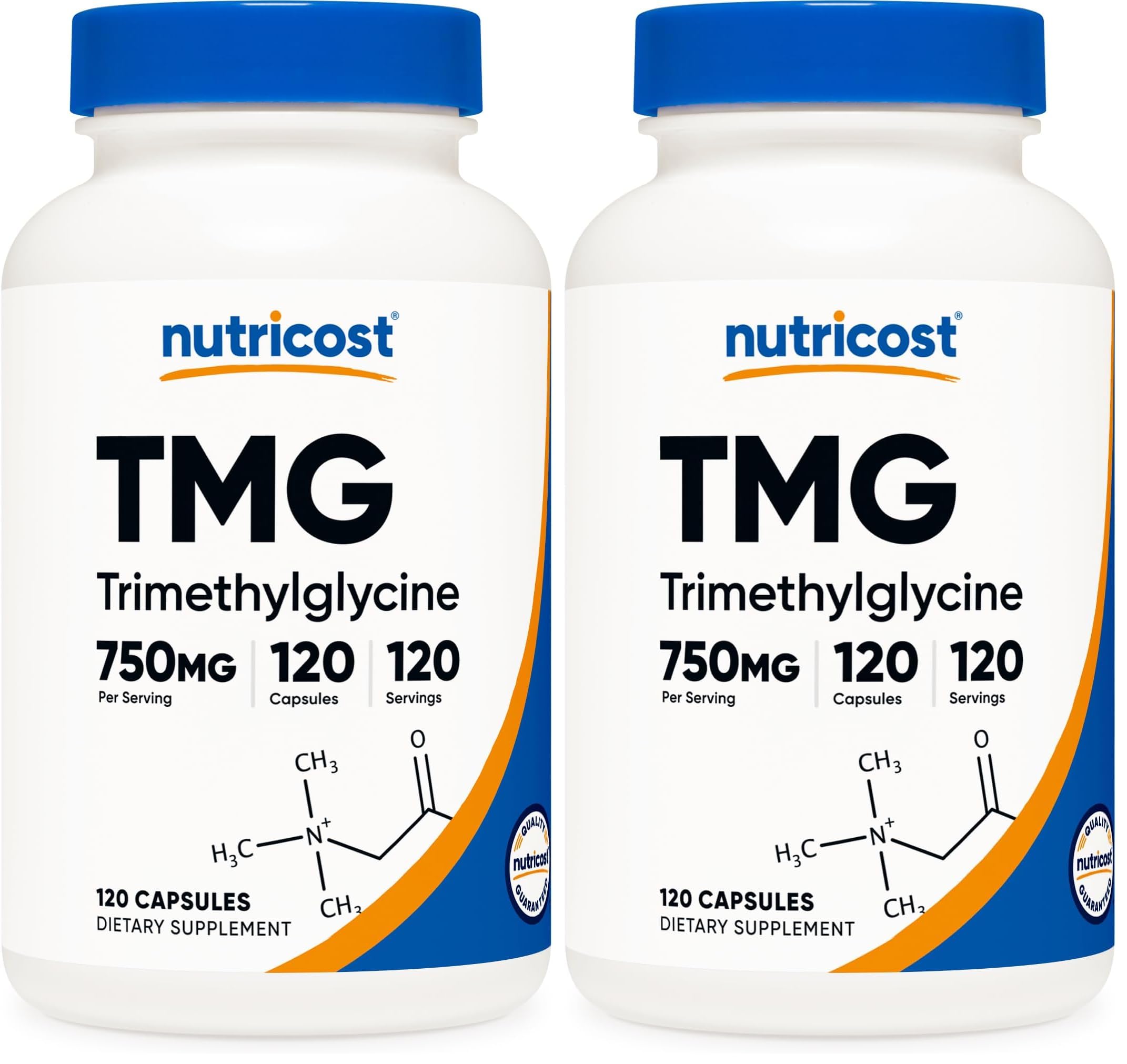 Nutricost TMG (Trimethylglycine) 750mg, 120 Capsules (Pack of 2) 120 Count (Pack of 2)
