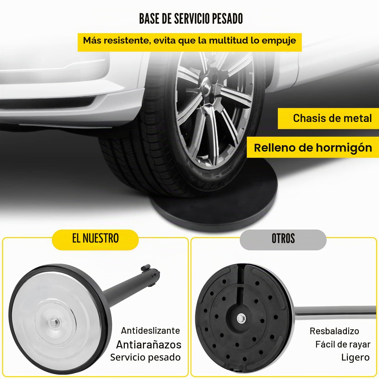 VEVOR Postes Separadores 4 piezas 90 cm Negros Poste Separador con Cinta Extensible 2 m Conexión 4 Vías 22 kg Postes de Barrera Control Multitudes Retráctiles Base Estable