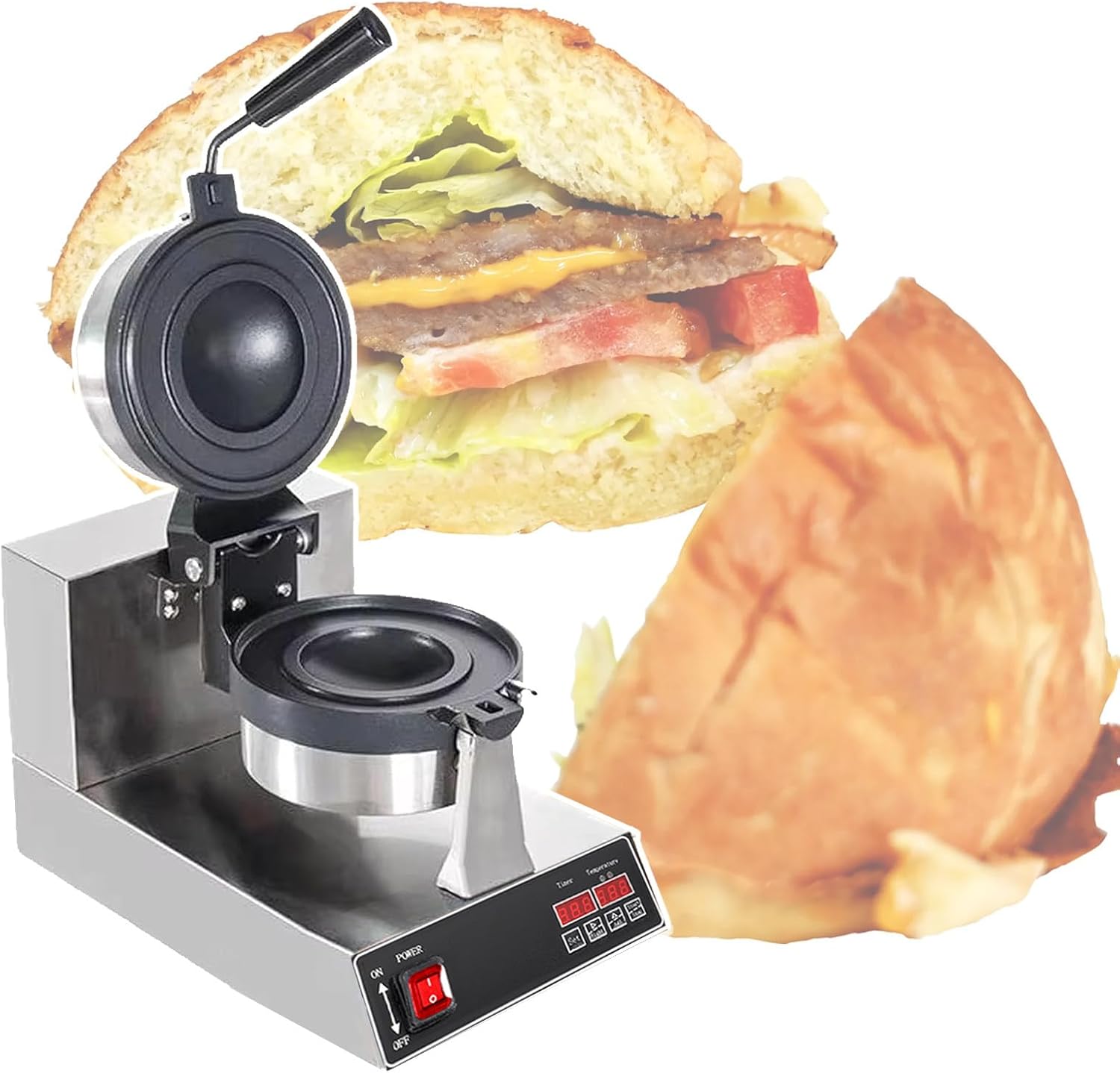 Panini Press Maker,Independent Control Panel,Italian Ice Cream Sandwich Machine, Led Digital Display,For Home Kitchen Use,110V