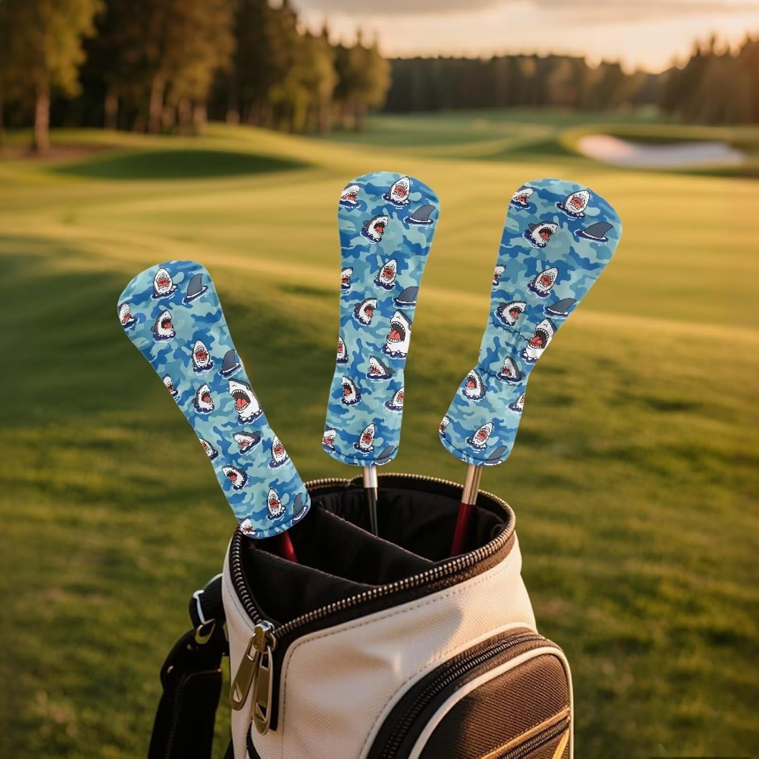 Rnyleeg Funny Golf Head Cover Kids Driver Head Covers Boys Mens 3/5 Wood Headcover PU Leather Hybird Covers for Golf Clubs