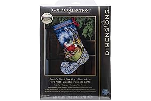 Dimensions Counted Cross Stitch 'Santa's Flight' Christmas Stocking Kit