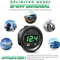 Vista 5 de BBTO 2 unidades de medidor de voltaje de automóvil de 12 V CC, pantalla LED, voltímetro digital de panel redondo, voltímetro compatible