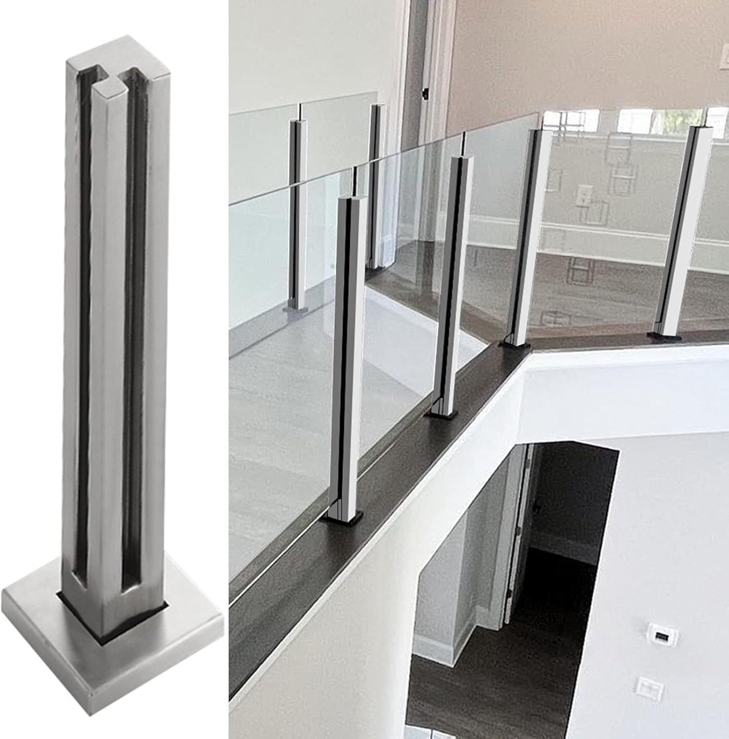 Poteau de balustrade en acier inoxydable de 60 à 105 cm de haut pour garde-corps escalier extérieur