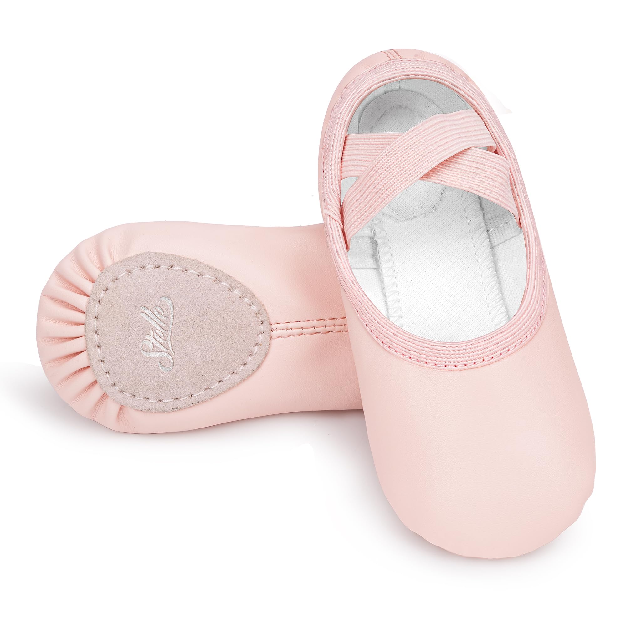 Stelle Girls Boys PU Leather Ballet Shoes Women Lace-Free Dance Slippers for Toddler/Little Kid/Big Kid/Women