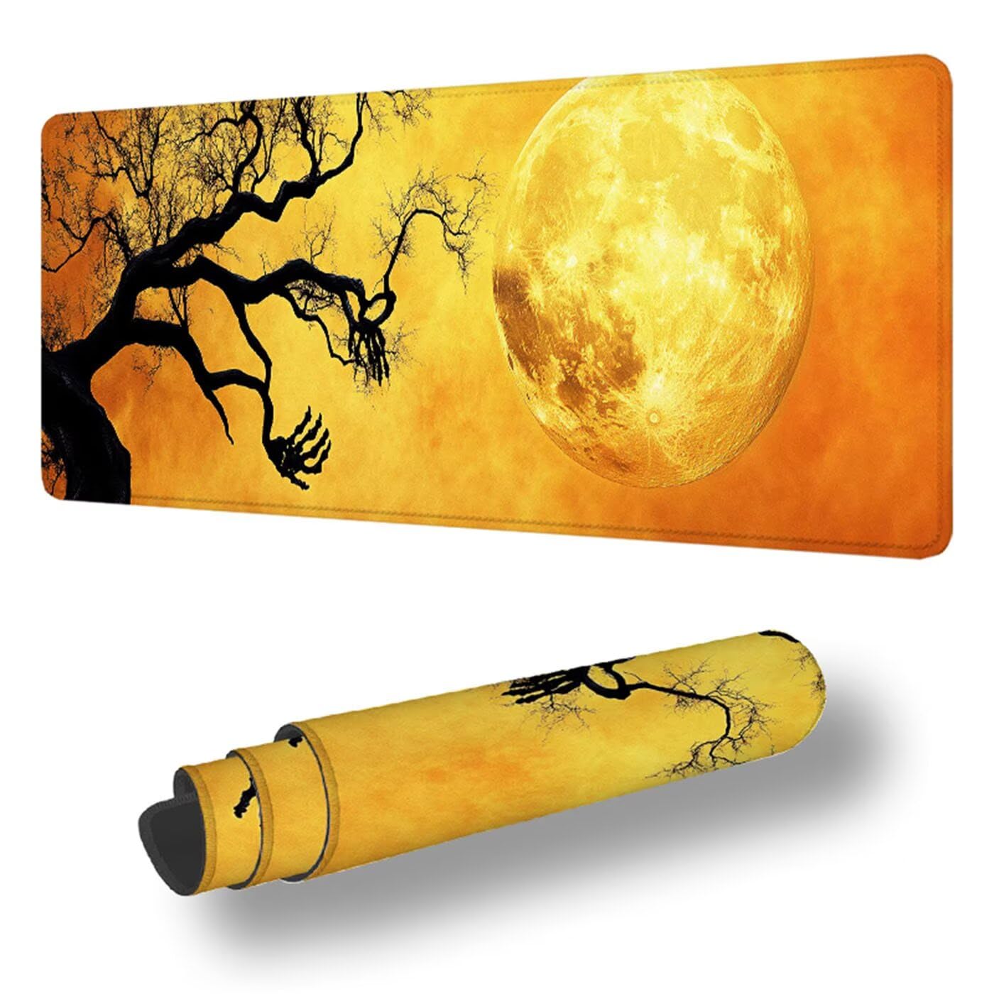 Podkładka pod mysz XXL 1200 x 600 mm duża podkładka pod mysz dla graczy księżyc pod ręką biurko szyte krawędzie wodoodporna antypoślizgowa do komputera, laptopa poprawia precyzję i szybkość, drzewo S