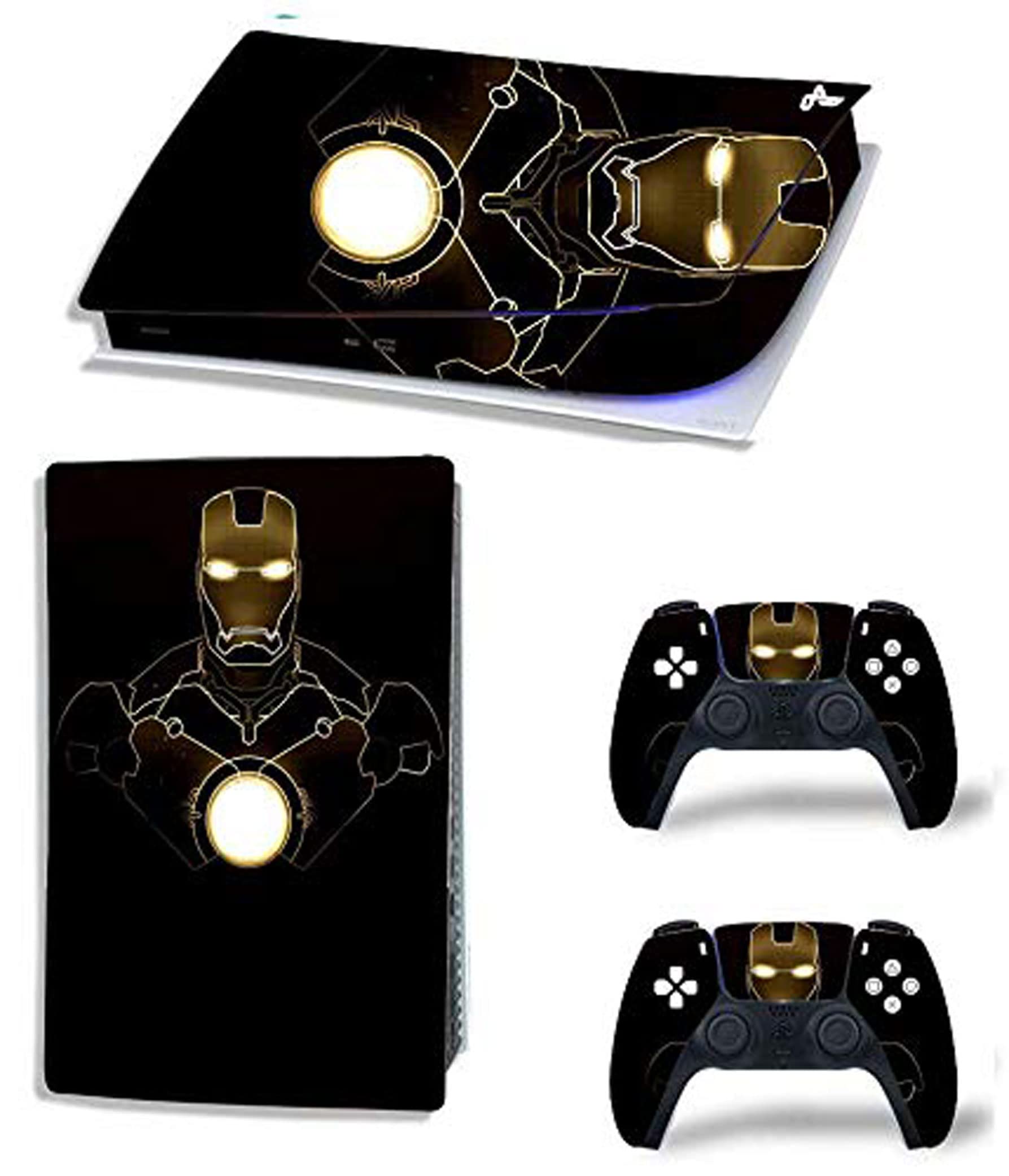 ELTON PS5 Skin Protective Wrap Cover Vinyl Sticker Decals for PlayStation 5 Disk Version Console and Two Dual Sense 5 Sticker Skins Black PS5 Skin Console and Controller design171 [video game](Iron Man (B08YWRG53N) Amazon Price History, Amazon Price Tracker