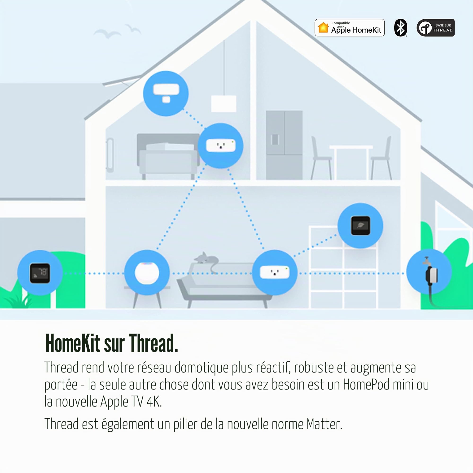 Eve Pièce : capteur de qualité de l'air pour surveiller la qualité de l'air (COV), la température et l'humidité, technologie Apple HomeKit, Bluetooth, filetage