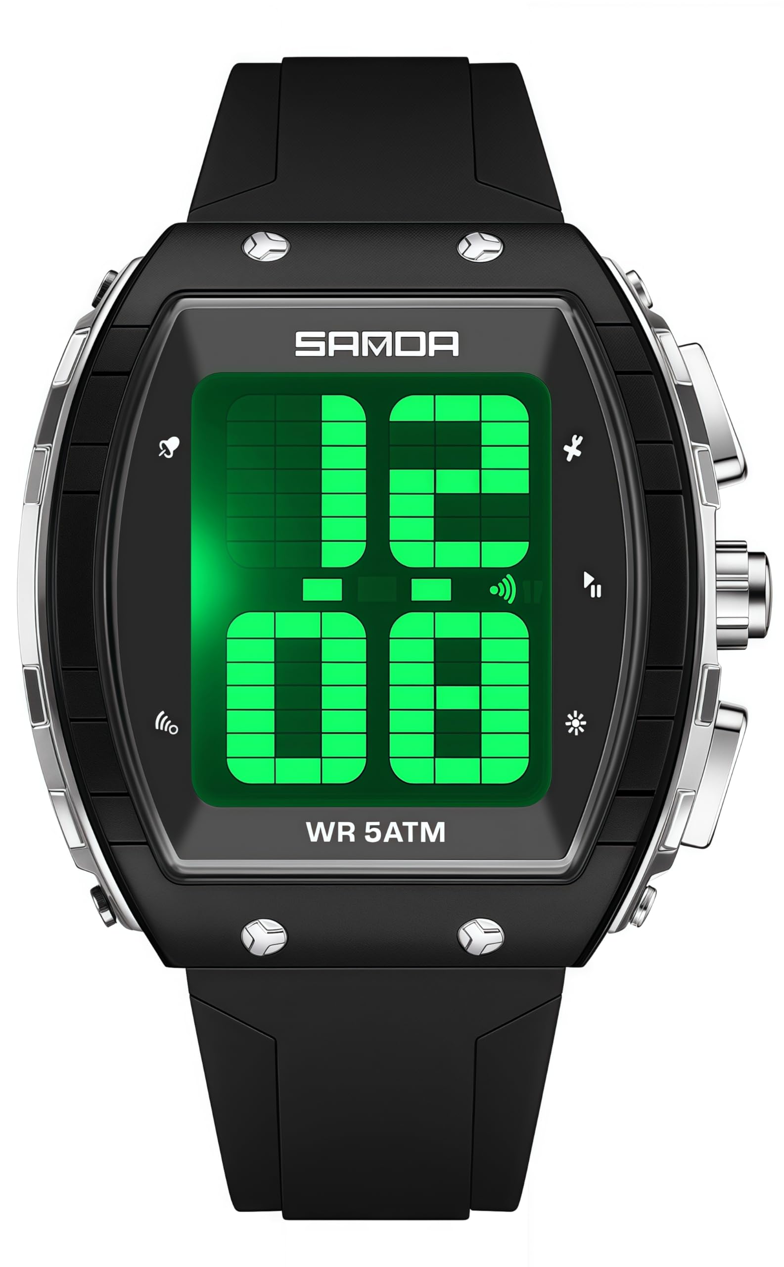 Gosasa Reloj digital parlante para hombre, esfera grande, LED, 5 ATM, impermeable, a prueba de golpes, reloj de pulsera deportivo con tiempo de voz, alarma, temporizador, retroiluminación, pantalla