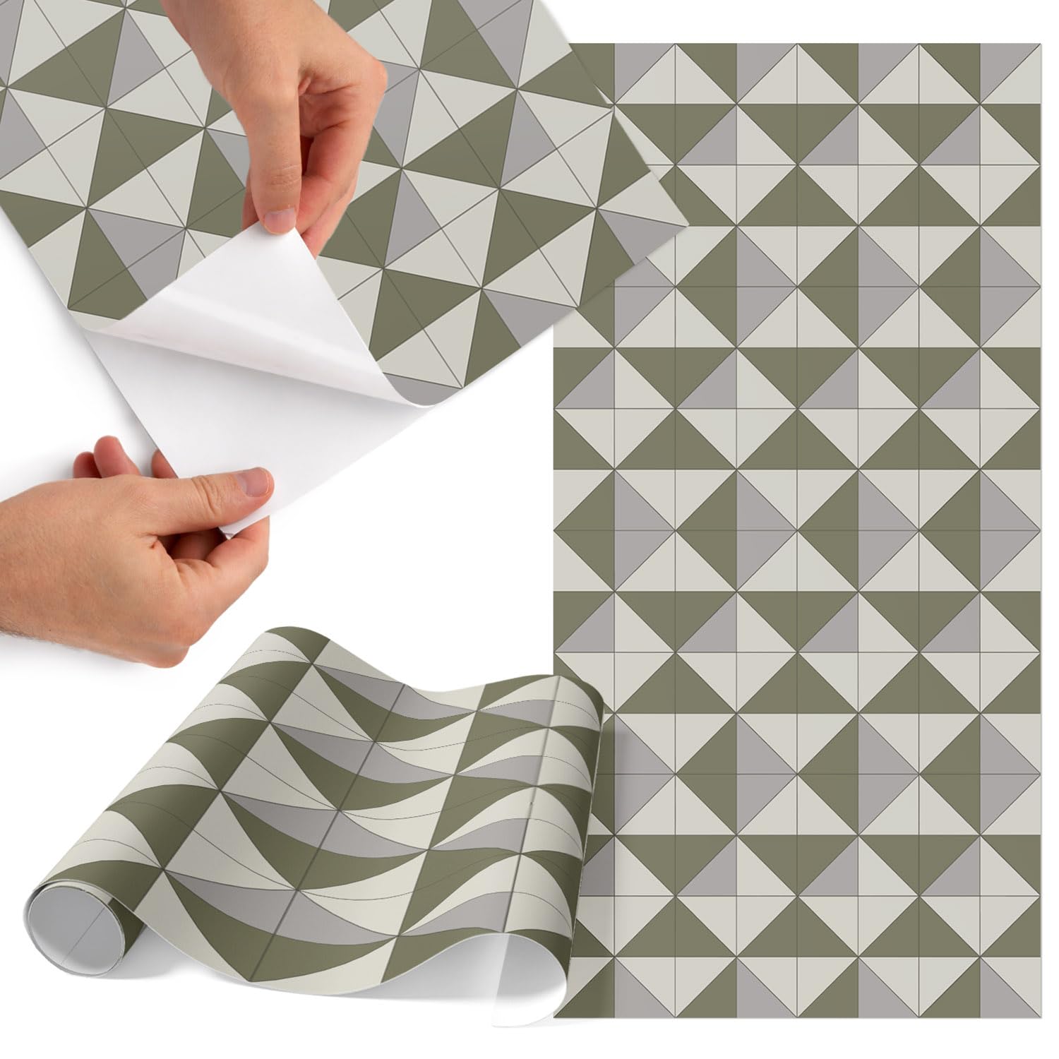 Vinilo para muebles de mosaico triangular mate autoadhesivo de 75x150 cm