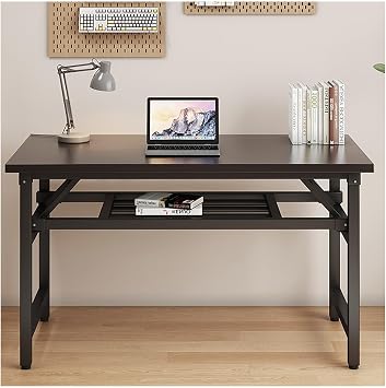 Folding Computer Desk Office Desk Study Table Writing Table for Home Office and Study Standing Desk Small Foldable Desk Simple Style Workstation No Assembly,BlackDouble,80x50cm/31.5x19.69in