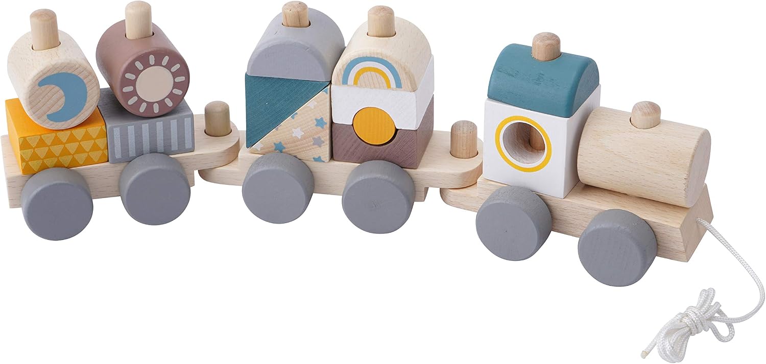 Little Tribe Wooden Pull Along Stacking Train Toy Set | Featuring ...