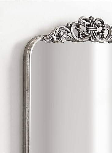 Miniatura 5 de Kate and Laurel Laubry - Espejo rectangular redondo con marco delgado corona de resina y curvatura suave 20 x 30 pulgadas color plateado