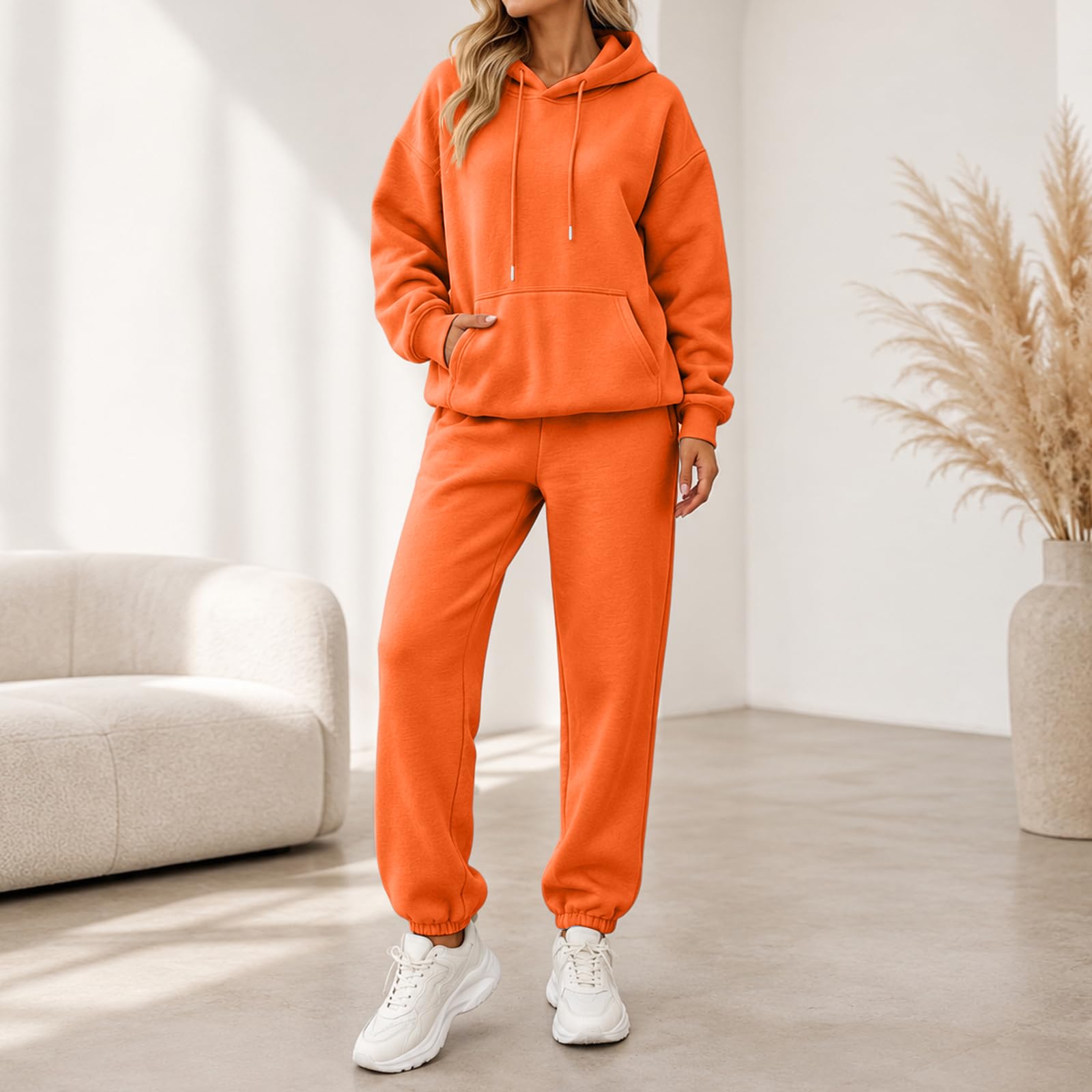 Tute Donna Eleganti Pile Jogging Due Pezzi Sportivo Top e Pantaloni