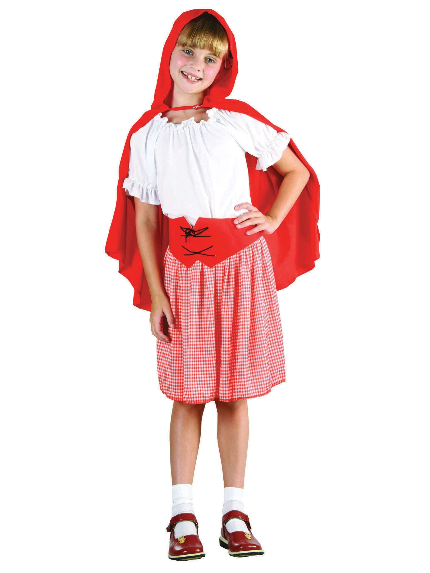 Bristol Novelty CC458 Riding Hood Costume, Red/White, Medium, Approx Age 5-7 Years, Red Riding Hood (M) Halloween