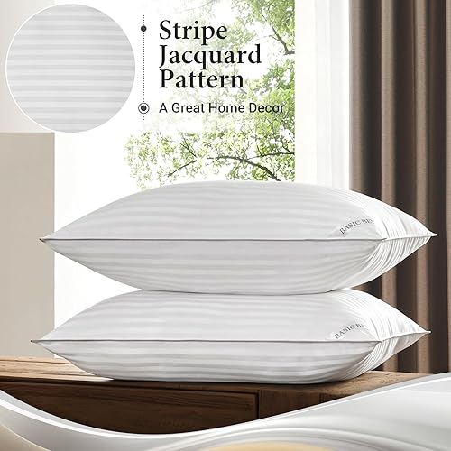 Vista 44 de Basic Beyond - Juego de 2 almohadas de cama para dormir de tamaño King, almohadas alternativas de plumón de lujo, colección de hotel, color negro