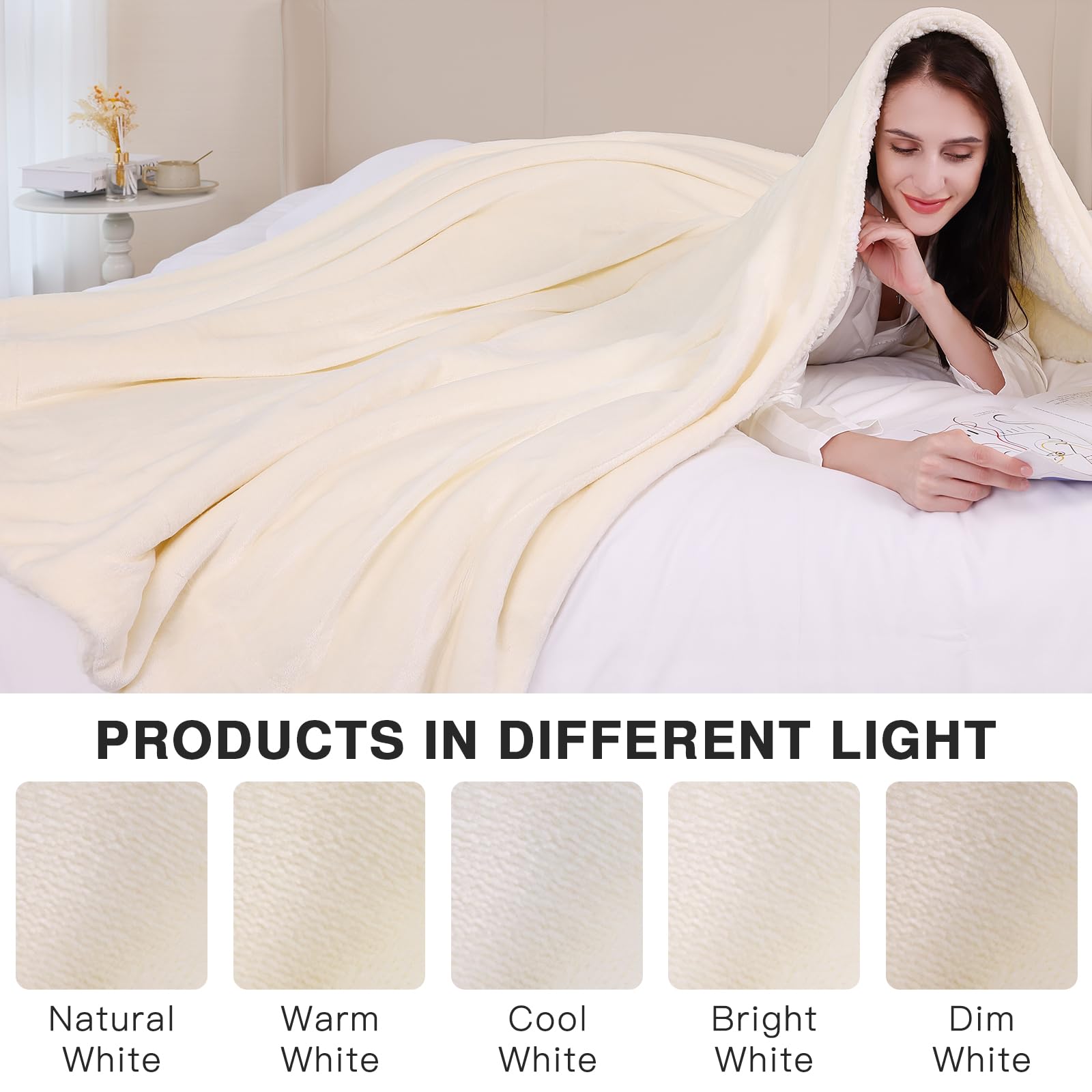 Coperta Sherpa 130x160 Cm - Spessa E Morbida, 550 GSM, Per Divano E Letto - Foto 8