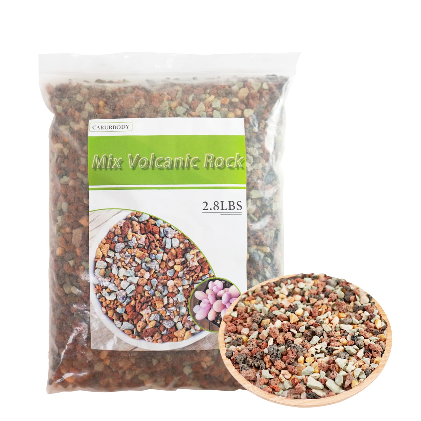 Color Lava Rocks - Mezcla de tierra para macetas hortícolas, guijarros arenosos, piedra pómez, roca volcánica para suculentos, cactus y bonsái, 2.8 libras