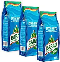 Barão de Cotegipe, Kit 3 Erva Mate Moída Grossa 80% Folhas 500g cada Barão