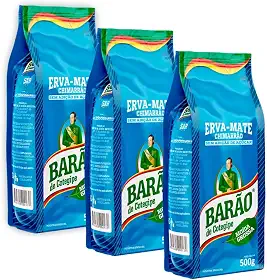 Barão de Cotegipe, Kit 3 Erva Mate Moída Grossa 80% Folhas 500g cada Barão