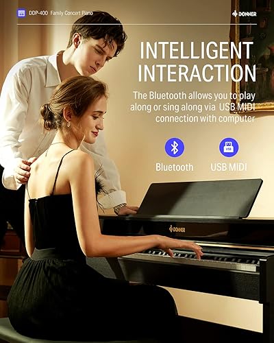 Miniatura 8 de Donner - Piano digital teclado con peso de 88 teclas piano vertical de alta calidad para principiantes profesionales piano para el hogar teclado