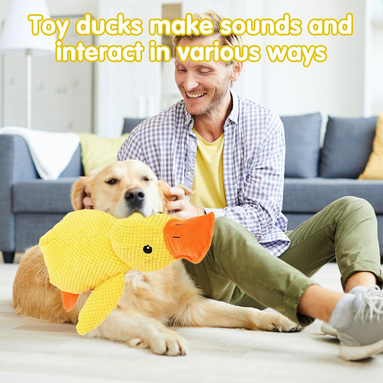 Jouet Canard Anti-Stress pour Chien, Jouet Sonore en Peluche, Calmant et Interactif pour Chiens Petits et Moyens
