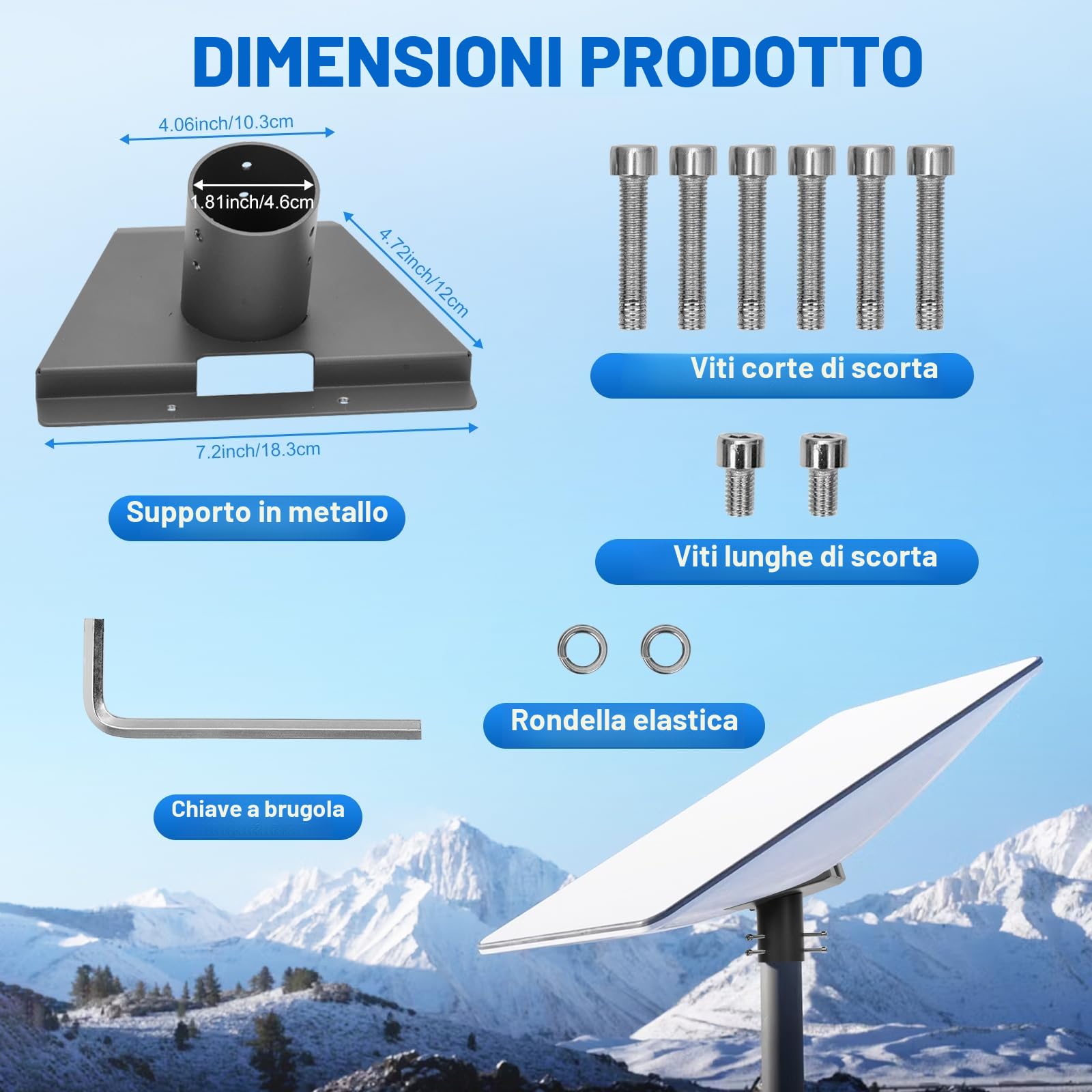 Adattatore per tubo Starlink Gen 3,Kit di montaggio regolabile Starlink per Starlink Internet Kit satellitare,kit di montaggio Starlink,montaggio Starlink Standard Gen3/V3 Kickstand Dishy