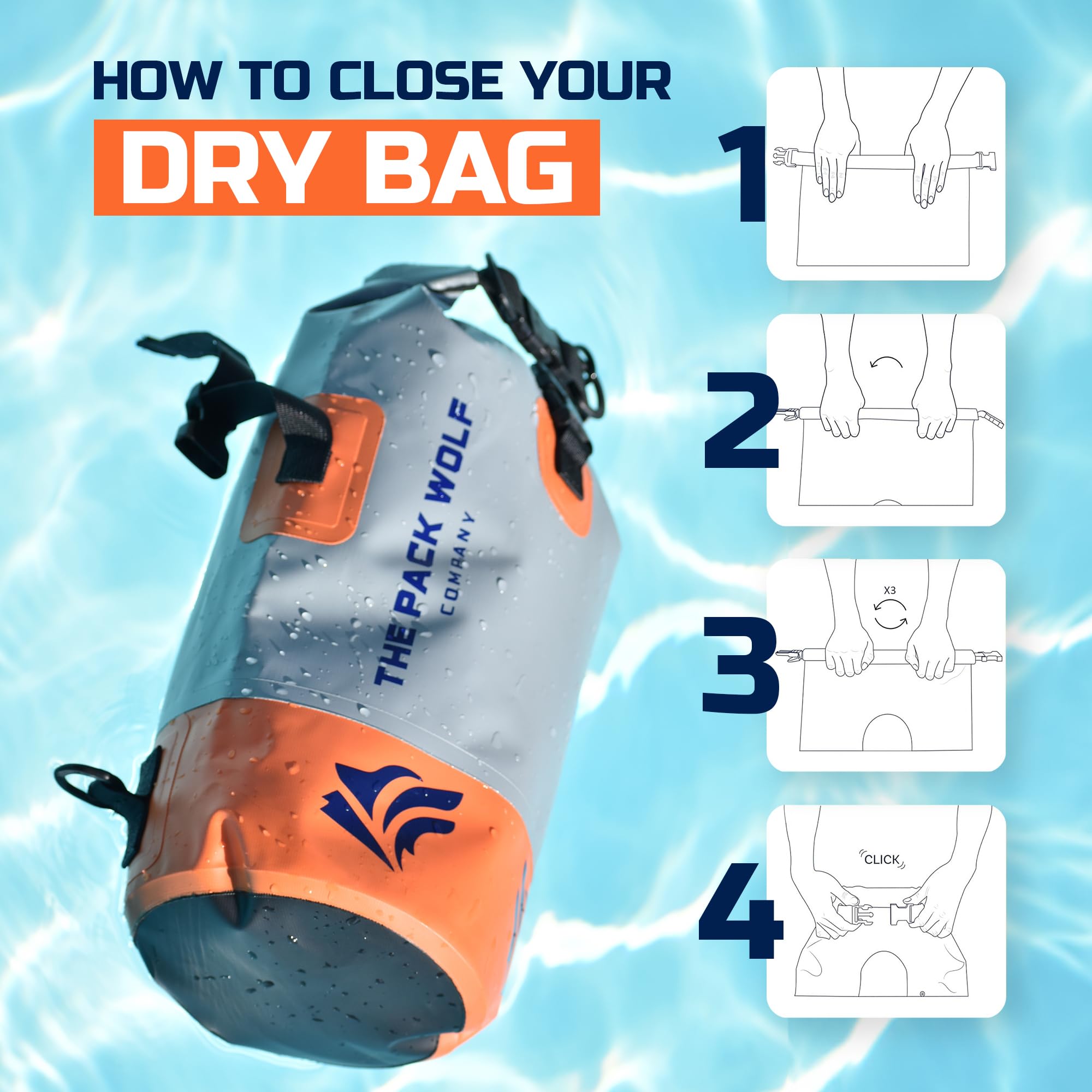 Sacca Stagna Borsa Impermeabile Premium Dry Bag da 20L Zaino con Spallacci Regolabili per Kayak Rafting Barca Sport Acquatici