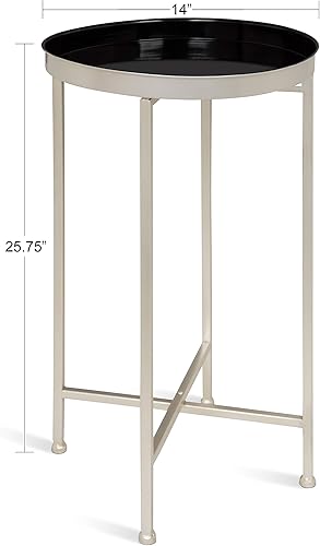 Miniatura 64 de Kate and Laurel Celia - Mesa redonda plegable de metal, negro con base dorada Dorado/Negro,Dorado/blanco,Negro -,Negro/Oro,Negro /Gris,Negro,