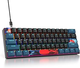 SOLIDEE 60% Mechanical Gaming Keyboard,61 Keys with Linear Red Switches,Wired Mechanical Keyboard with LED Backlit,Compact Ergonomic Keyboard with Mixed Light,for PS5/PS4/Xbox Gamer(61 Monstor)