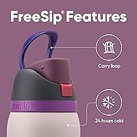 Vista 3 de Owala Paquete de botella de agua de acero inoxidable aislada FreeSip de 32 oz con funda de silicona (negro)