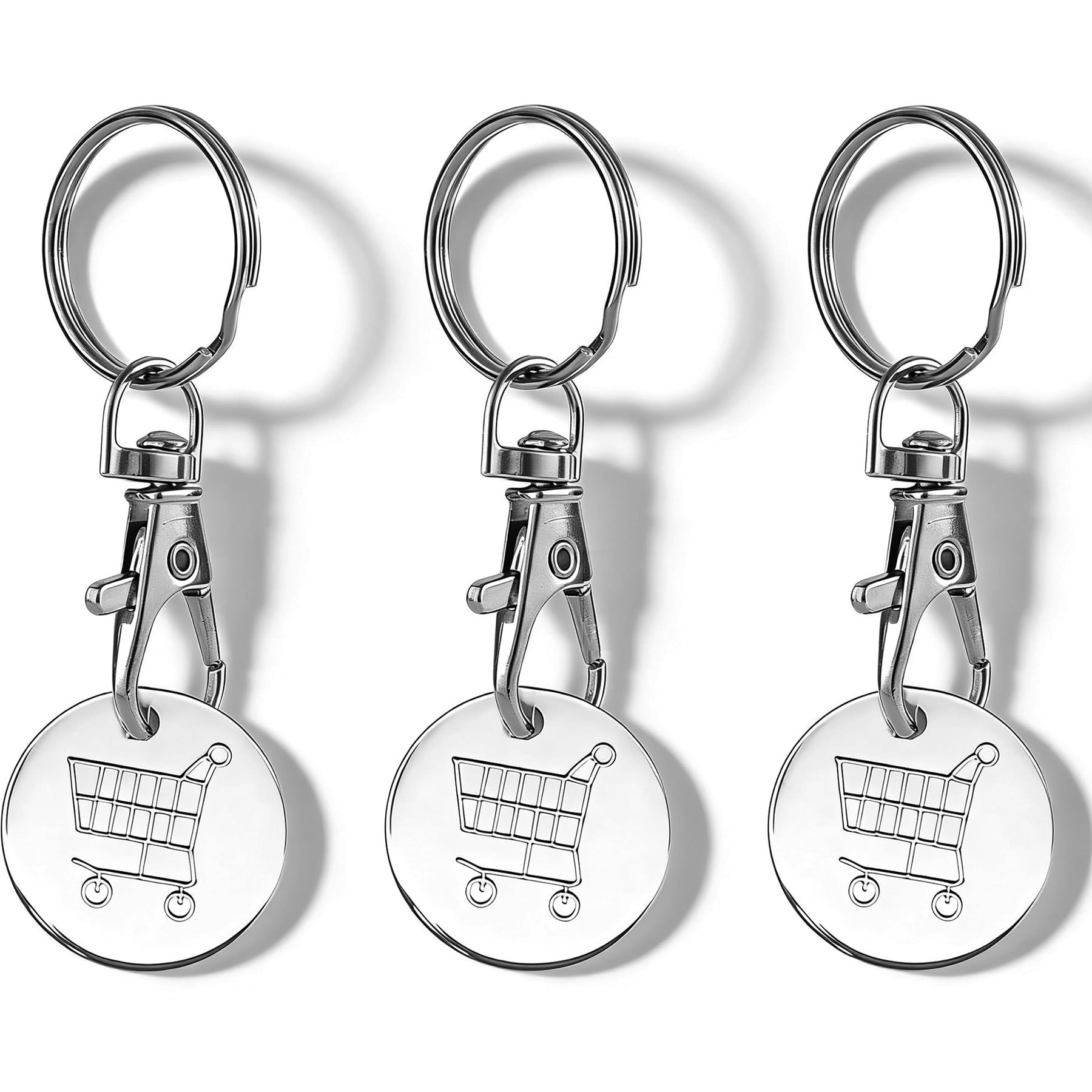 Jatimdotin Silver-3Pcs 3Pcs Trolley Token, Stainless Steel Shopping Trolley Removers Shopping Keyring For Releasing Supermarket Trolleys