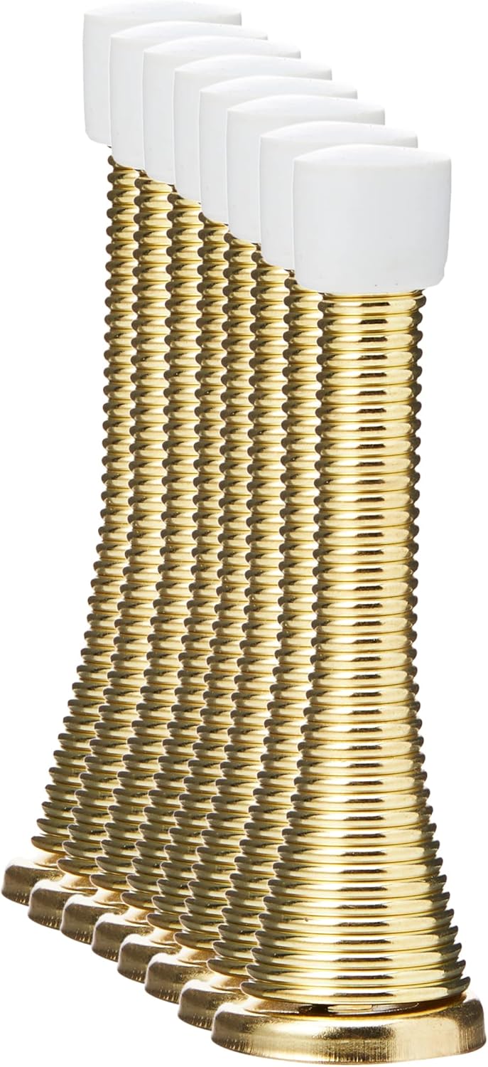 Bulk Hardware BH01171 Spring Door Stops, Gold Tone, Pack of 8