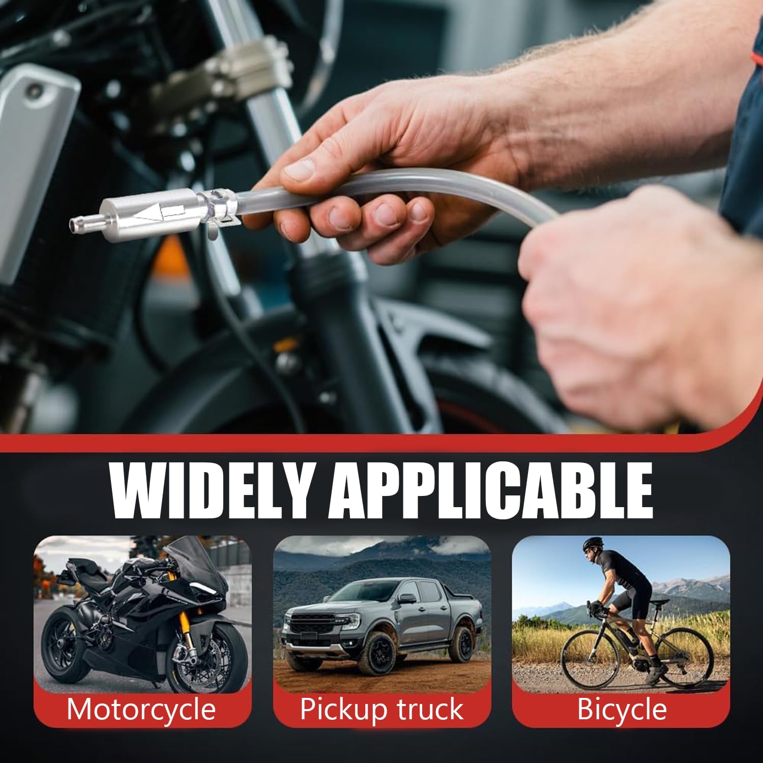 2PCS Brake Bleeder Hose Kit - One-Way Valve Hydraulic Line Pressure Purge Tool