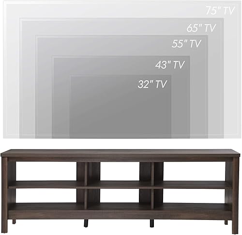 Miniatura 4 de WAMPAT Soporte de TV para TV de 75 pulgadas, centro de entretenimiento espresso para consola de TV de 70 pulgadas con 6 almacenamiento para sala de