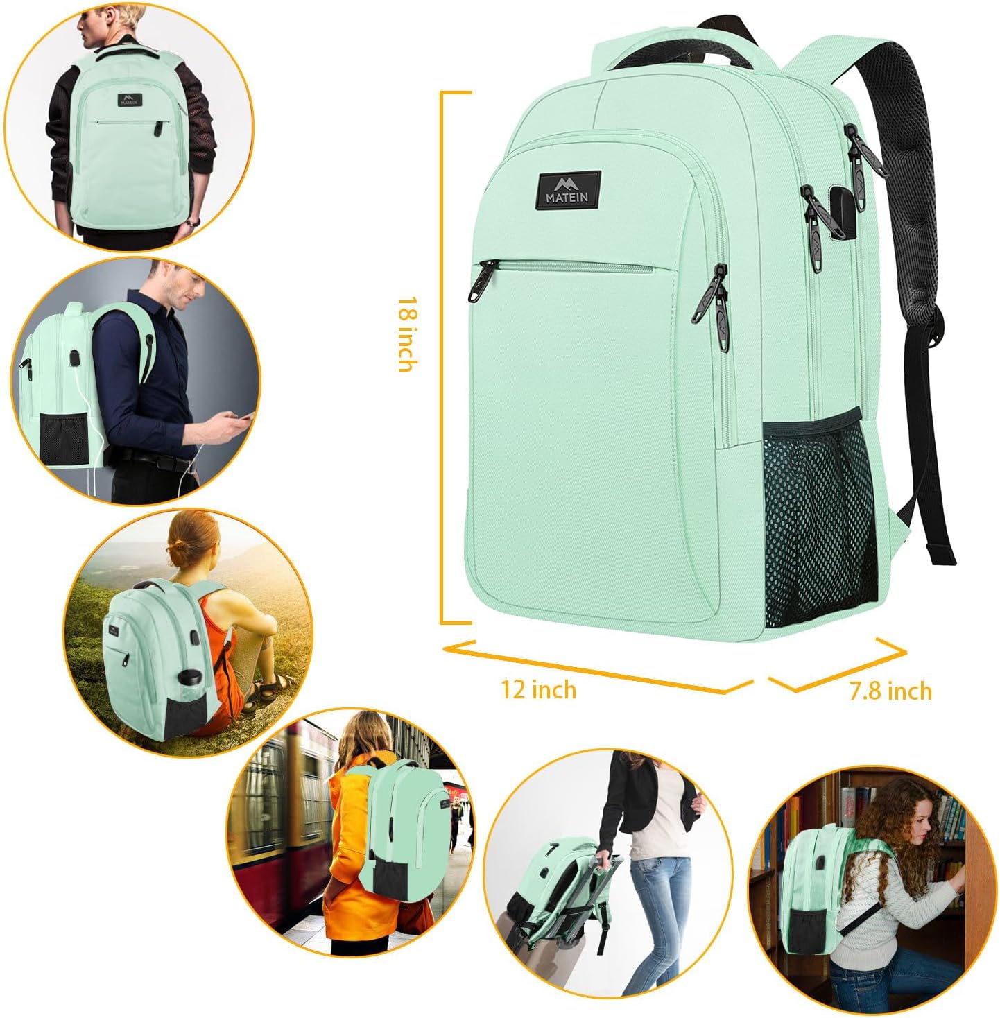 best dorm move-in gifts matein backpack front view and usb port
