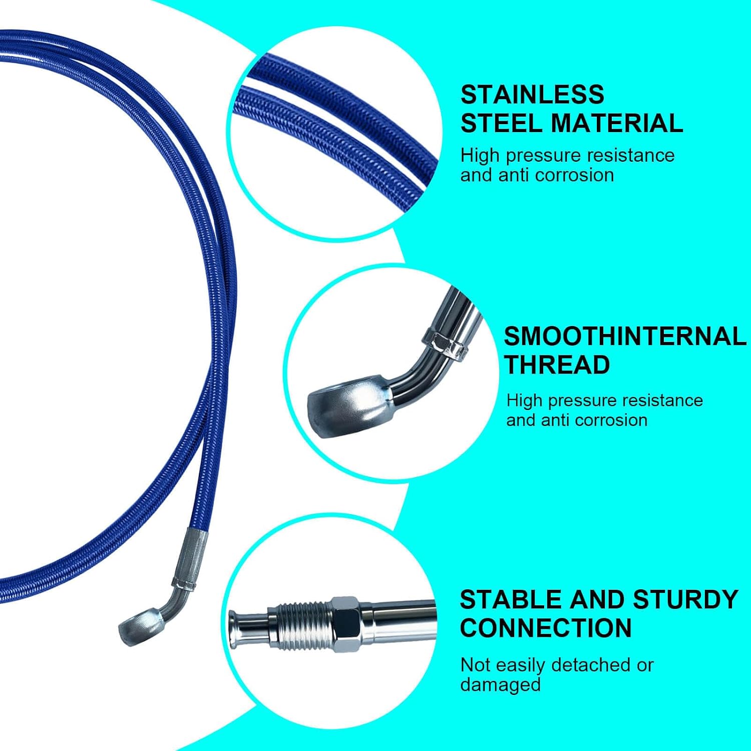 Stainless Steel Clutch Line for 2002-2006 RSX,Master to Slave Cylinder Replacement,High-Performance Braided Hose, Direct Fit (Blue)