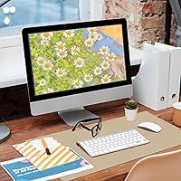 Vista 2 de Bloss Tapete de escritorio beige de 23.6 x 13.8 pulgadas, tapete de escritorio para escritorio, alfombrilla de mouse de cuero grande impermeable