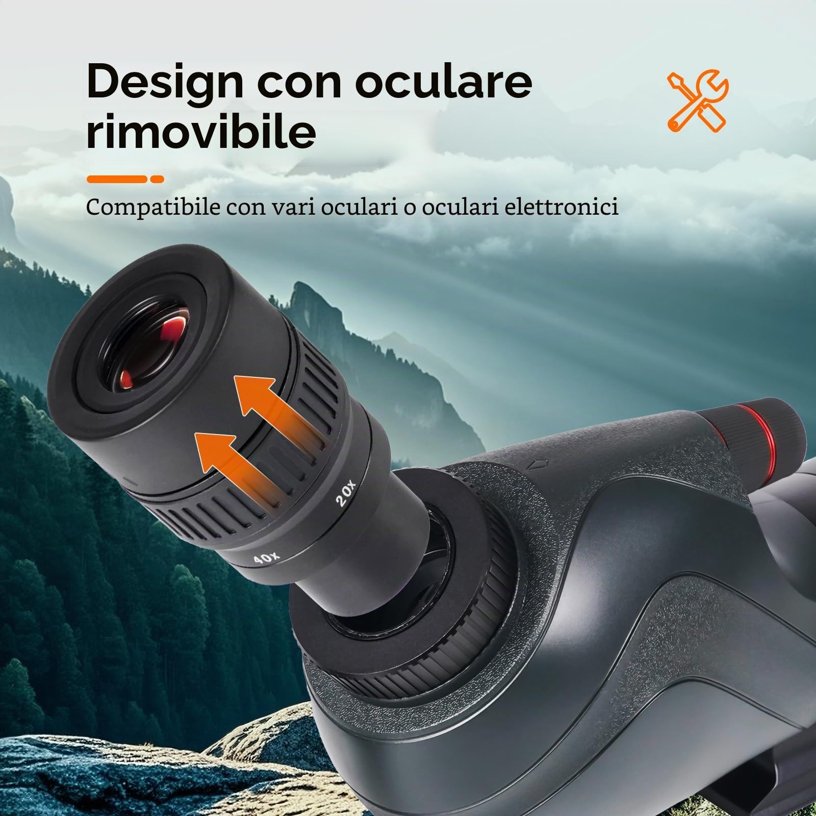Svbony SV406 20-60x80mm Cannocchiale, HD FMC BAK4, Doppia Messa a Fuoco, 1,25'' Oculare Rimovibile, IPX7 Impermeabile, con Treppiede, Borsa, per Birdwatching, Animali Selvatici, Paesaggi, Tiro a Segno