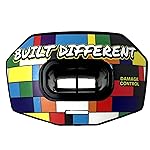DAMAGE CONTROL Youth Football Mouth Guard - Breathable No Boil Mouthpiece, Protects Lips & Teeth, Works with Braces, Includes Helmet Strap - Sports Gear & Accessories (Built Different)