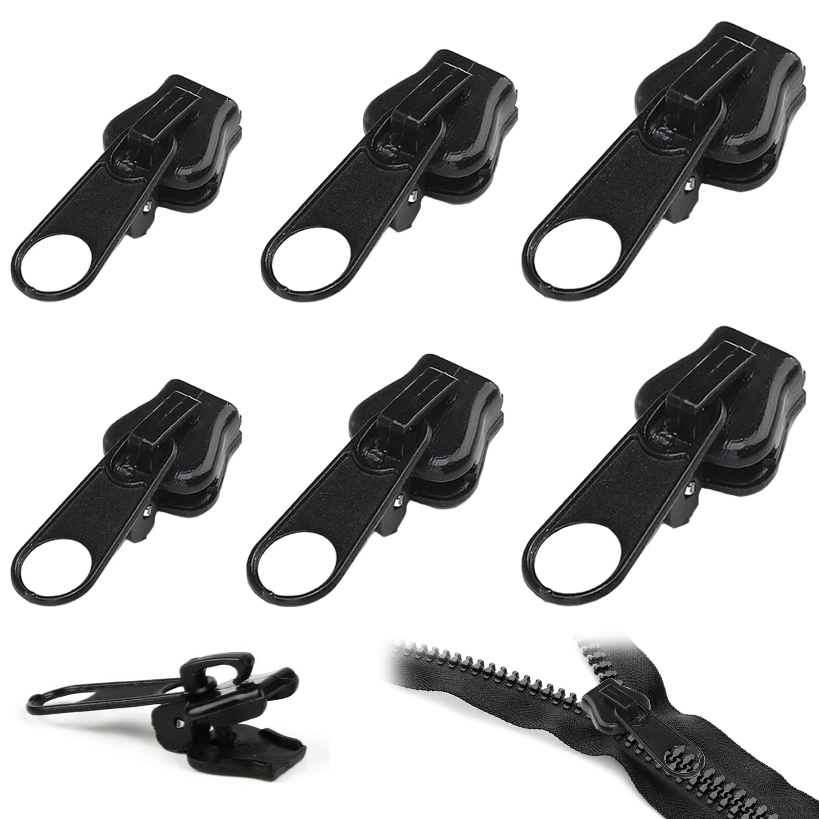 Neyeau 6 Pcs Fix Zip PullerMetal Zipper Slider Detachable Fixing Zipper Clip Pulls Instant Zipper Repair Kit Universal Extension Pulls for Repair Clothes Jeans Coats Jacket Backpack Multipack