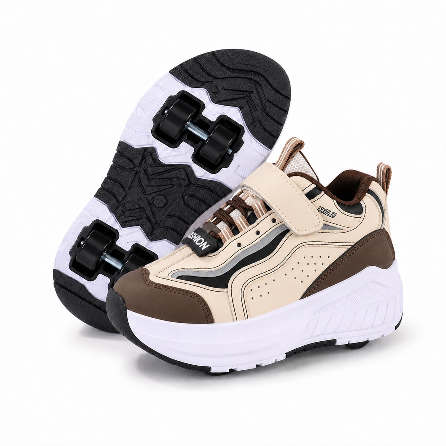 Chaussure à Roulette Garçons Filles, 2 en 1 Chaussures a roulettes Démontage Enfants avec 4 Basket Roller, Patins à roulettes Adolescents pour Intérieur Extérieur