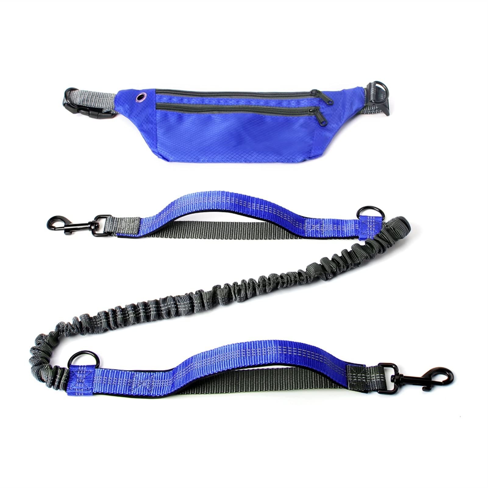 Verstellbare Führleine Jogging Training Wandern Retractable Bungee Dog Waist Leash für große Hunde Zubehör Schleppleine für Hunde(Blue Set with Hand)