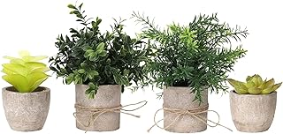PENGYEE Artificial Succulent Plants Potted,4 Pcs Mini Succulents Plants Artificial in Pots Faux Succulents Plants Indoor Home Decorations Bookshelf, Kitchen Counter Decor (4 Packs B)