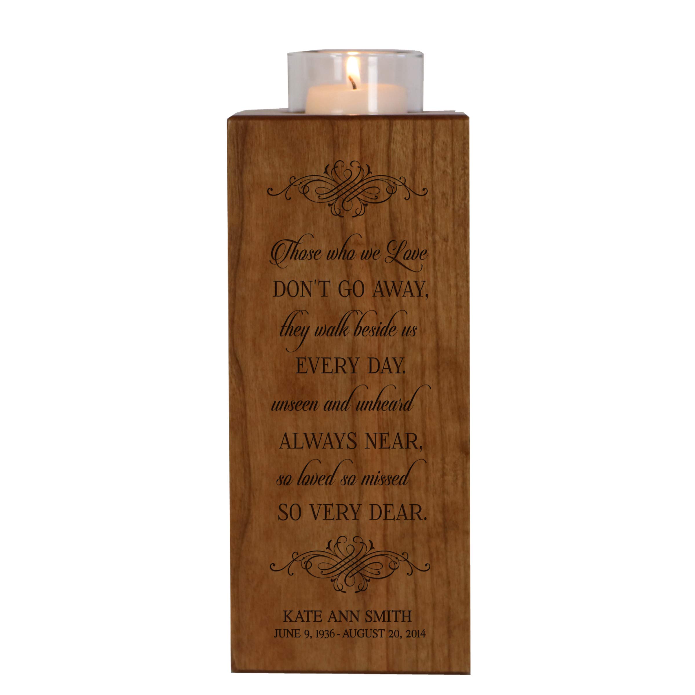 Lifesong Milestones Personalized 8 inch Square Memorial Votive Candle Holder, in Loving Memory Tealight Candle Holder Honor and Remember Your Loved Ones Home Decoration