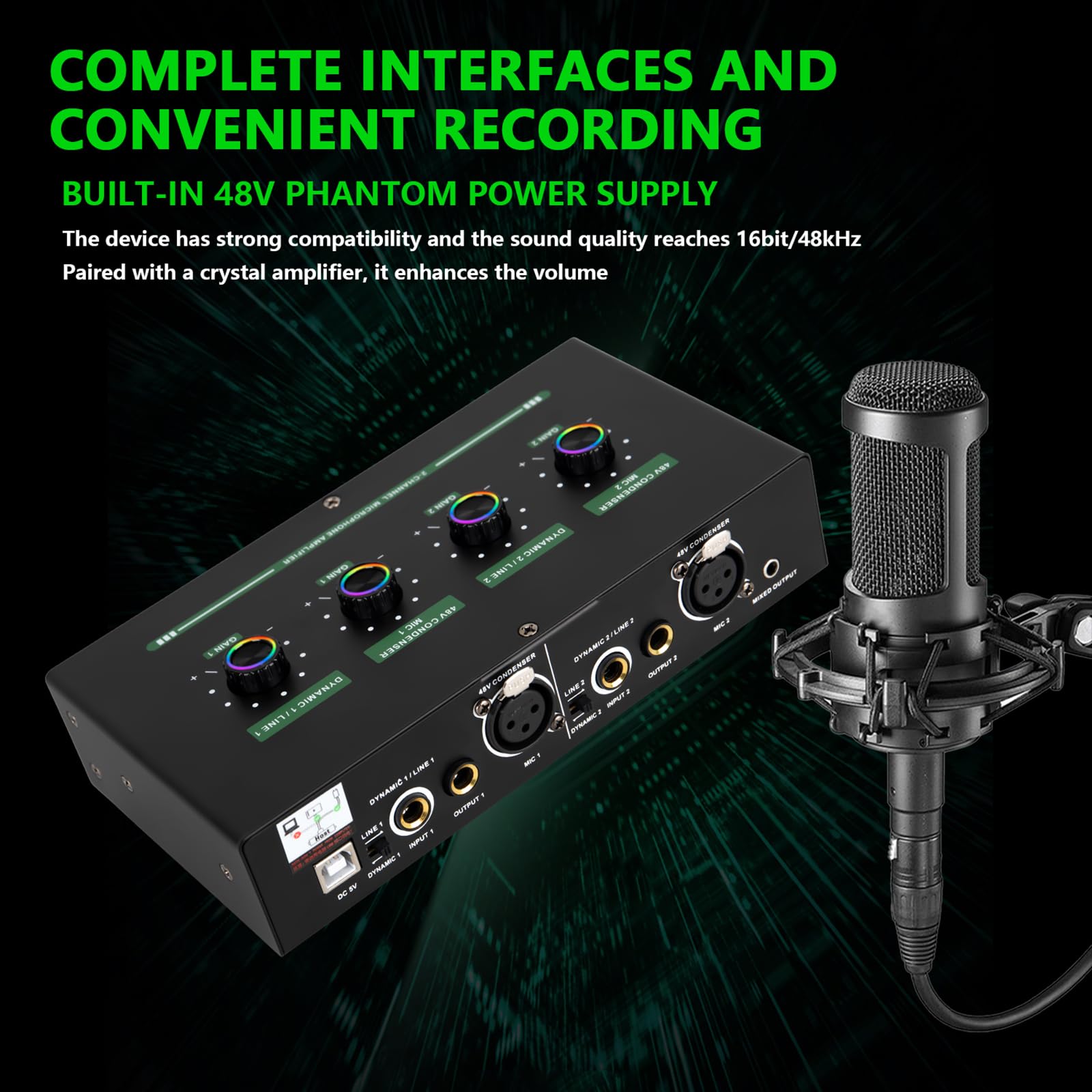 Mixer per Microfono a Doppio Canale Amplificatore Riverberato Custodia in Metallo Portatile per Amplificatore per Karaoke per Eventi All'aperto KTV Domestici