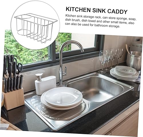 Miniatura 4 de Cabilock Soporte de esponja de acero inoxidable para fregadero, soporte magnético para esponja para fregadero de cocina, fregadero de cocina,