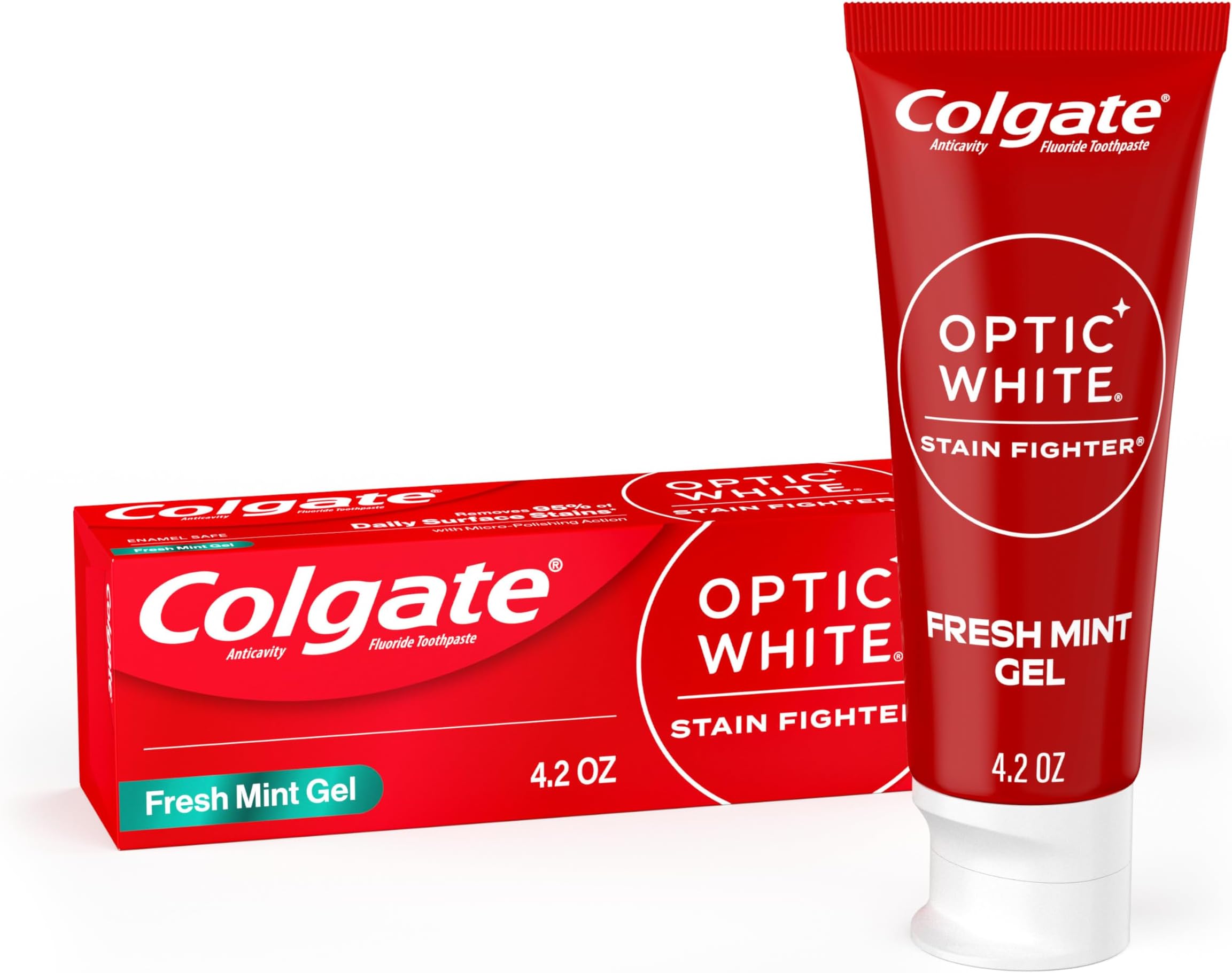 Optic White Stain Fighter Fresh Mint Gel Toothpaste, 4.2 Ounce