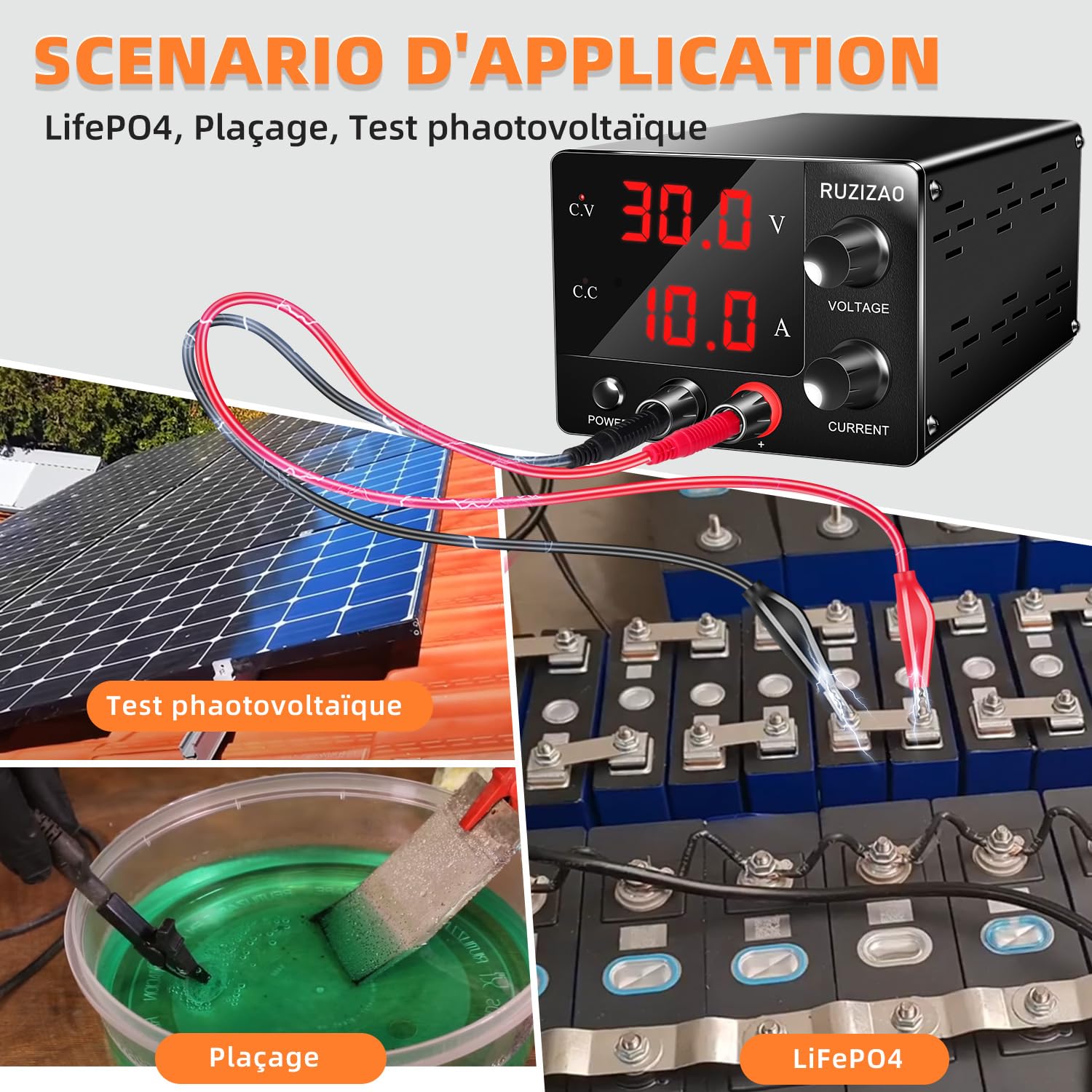 Alimentation de Laboratoire 30V 10A, Puissance Maximale 150W 30V5A/15V10A Stabilisée Réglable à Courant Continu Avec Réglage du Encodeur et Affichage LED à 3 Chiffres