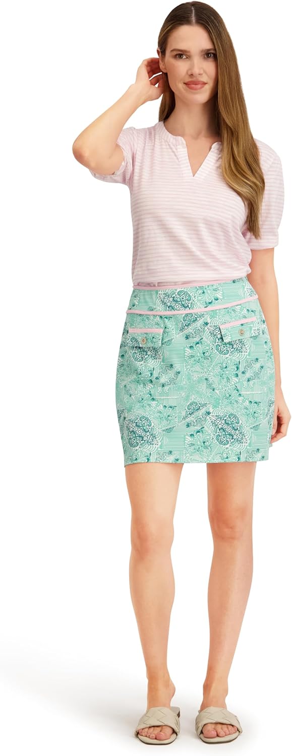Stella Parker Women's Skort – Button Front, Pockets, Built-in Shorts – Golf, Tennis & Travel