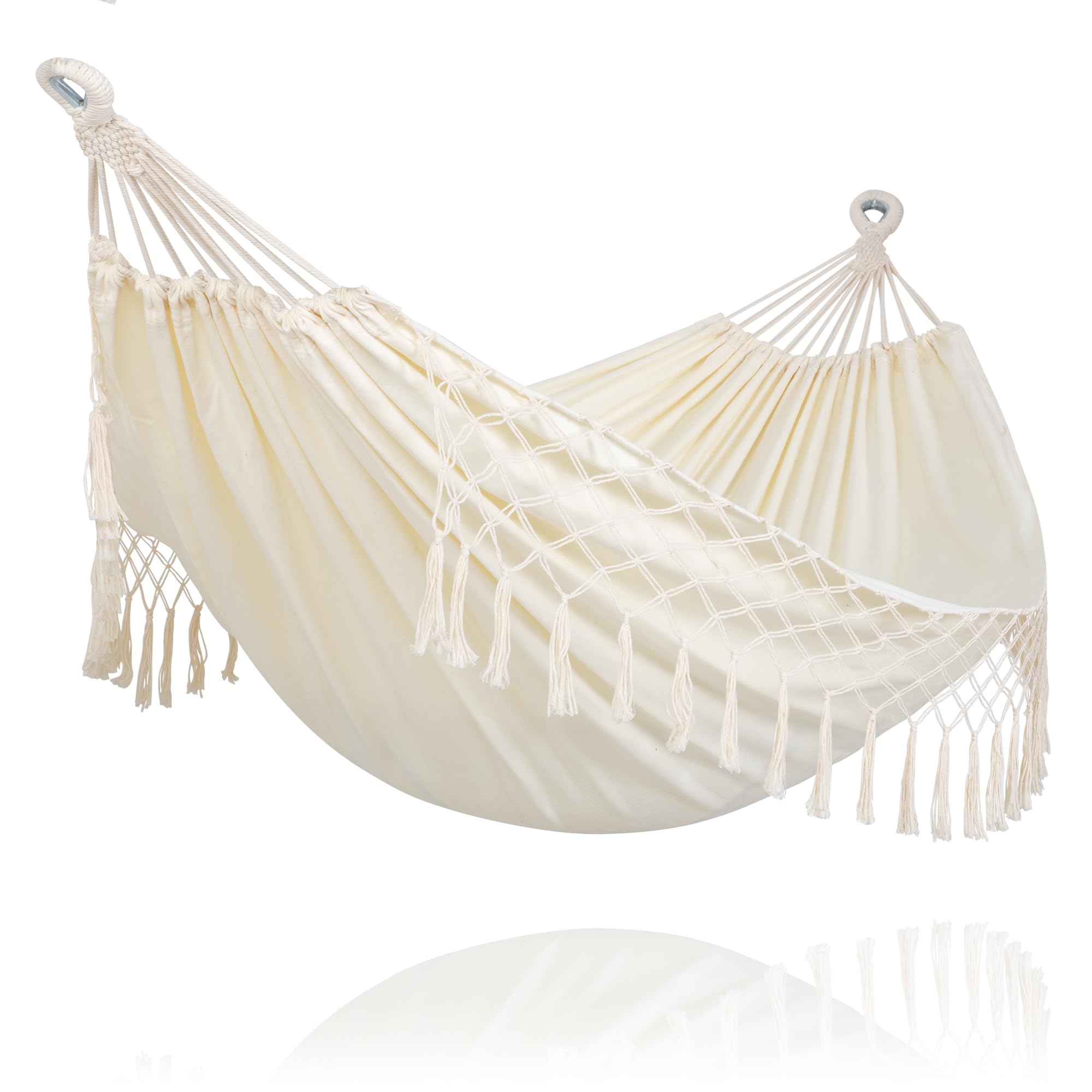 SUNCREAT Hammocks Outdoor Camping Double Hammock with Tassel, Beige